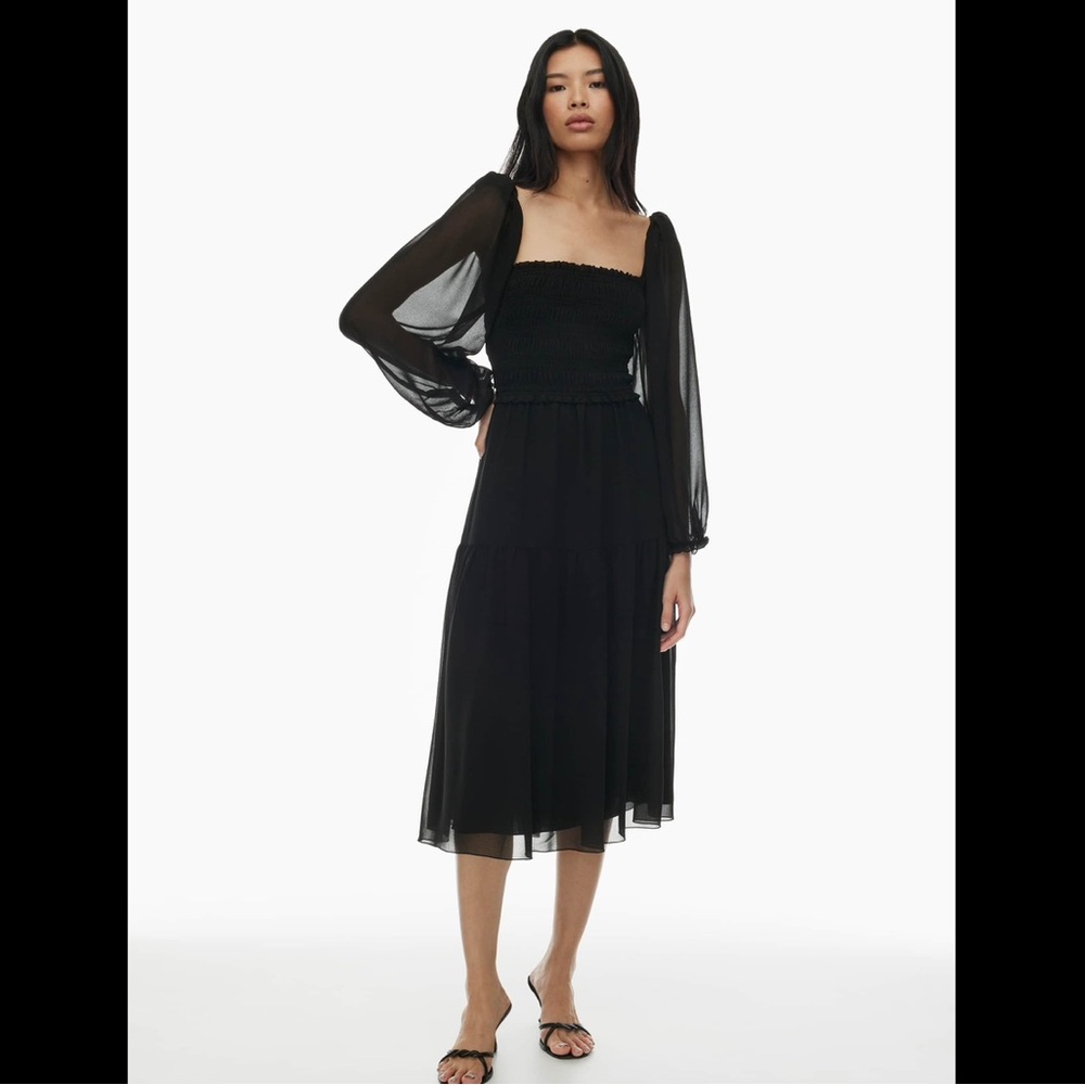 Aritzia Wilfred Nella Black Midi Dress